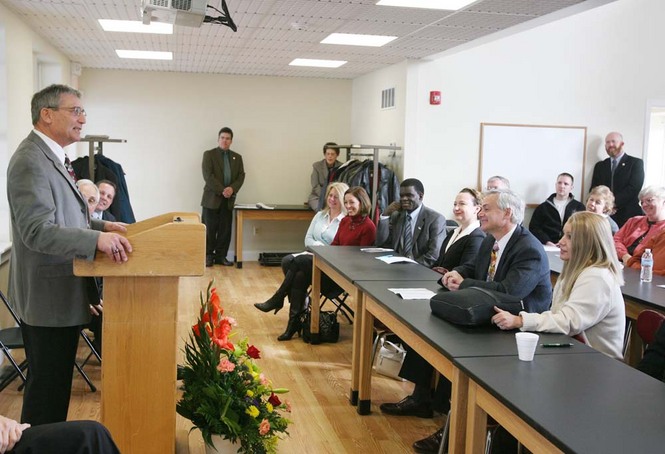 Salem County Freeholder Director Lee Ware speaks during the Sustainable Energy Center Dedication in Oldmans Township